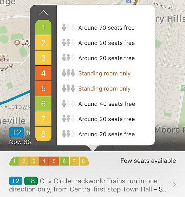 悉尼城铁车厢推出充盈度指示器 再也不用担心一节车厢空荡荡 一节人挤人了！（组图） - 2