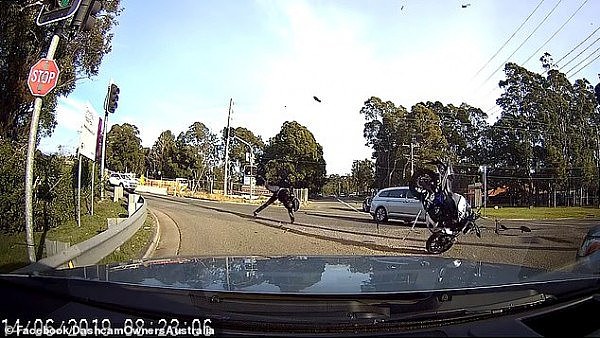心惊！澳男骑摩托车闯红灯被撞飞！当场倒地不起，视频曝光（组图/视频） - 2