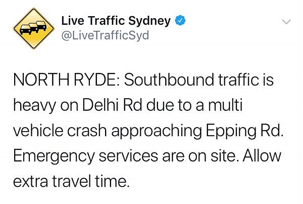 【实时路况】多车相撞，North Ryde的Delhi Rd南行拥堵（图） - 1