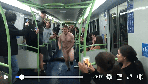 澳男城铁裸奔，车厢内乘客欢呼喝彩似派对！网友称“好难得”（组图） - 2