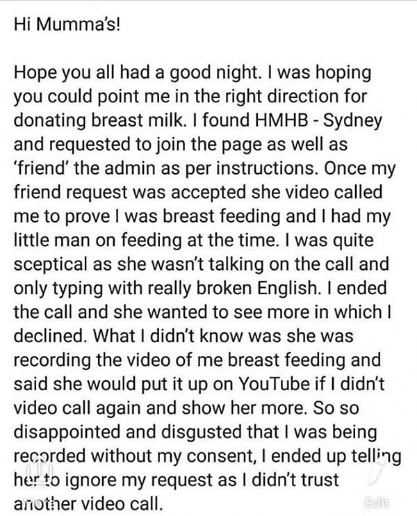 “把你喂奶视频发网上去！” 澳女本想捐母乳不料遭人敲诈（组图） - 3