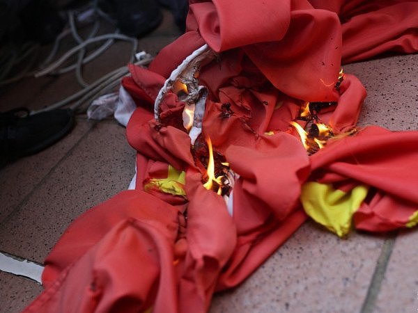 焚烧践踏中国国旗 香港13岁女童被捕后获准保释（图） - 4