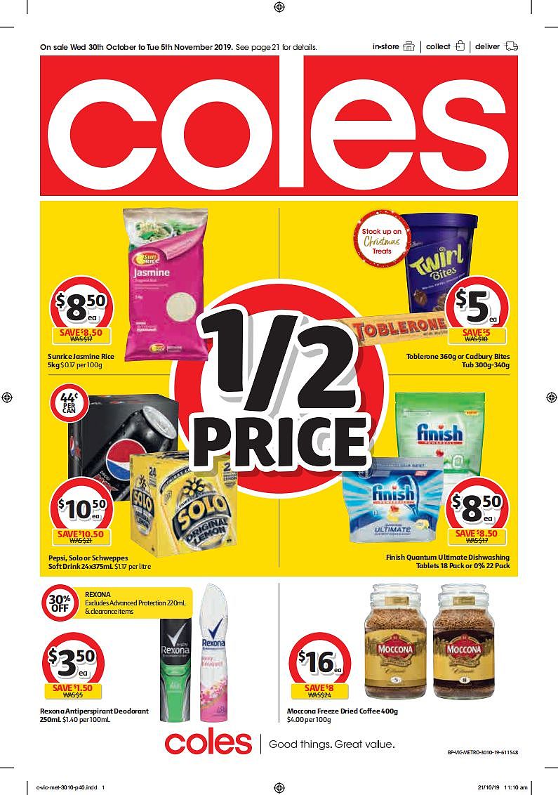 Coles 10月30日-11月5日折扣，卫生纸米线鸡胸肉半价 - 40