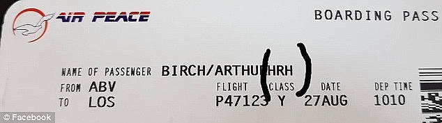 Mr BirchÂ 'accidentally...on purpose' gave himself the title prefix as HRH for His Royal Highness when booking his flight. Pictured is his boarding pass