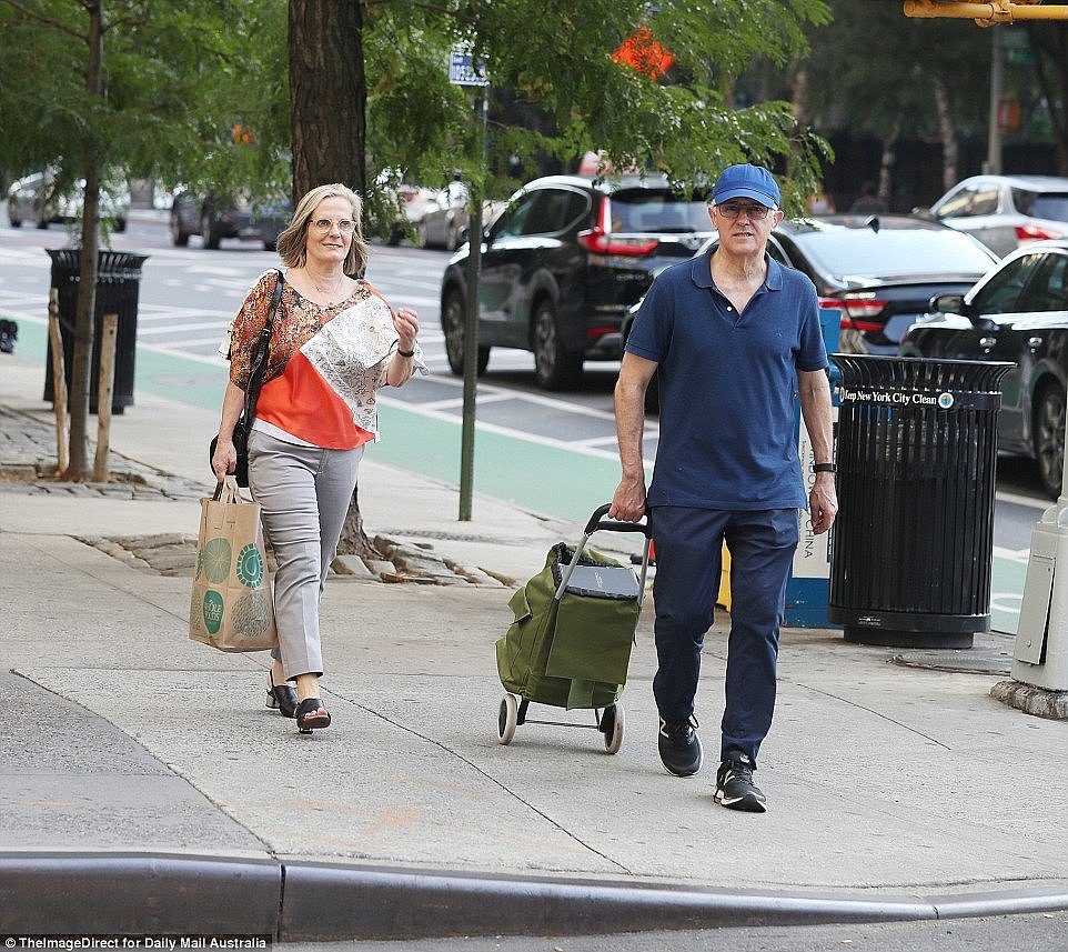 When asked the difference between himself and Mr Turnbull he replied: 'I'm a boy from the suburbs, not a billionaire'Â (pictured are the Turnbulls in New York)