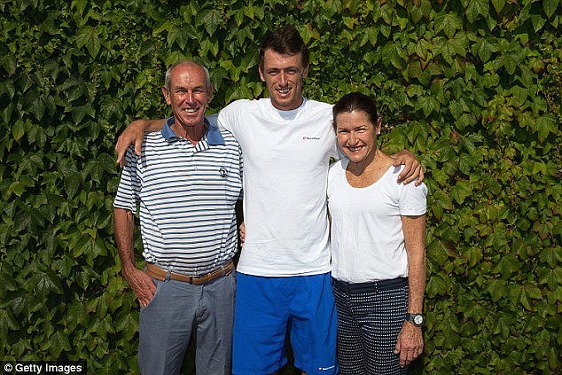 John Millman, from Brisbane, is pictured with his parents Shona and Ron Millman