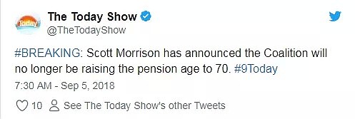 莫里森决定废除70岁退休年龄政策 恢复为67岁 - 2