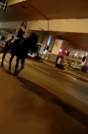 美女深夜衣着暴露闹市骑马引围观，疑为拍抖音炒作，最后进了局子（视频/组图） - 1