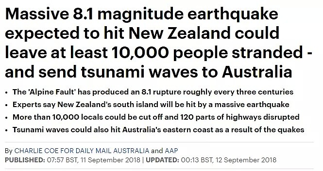 地震周期来了！专家：新西兰将发生8.1级大地震，海啸威胁袭来，澳洲已开始海啸演习！（组图） - 2
