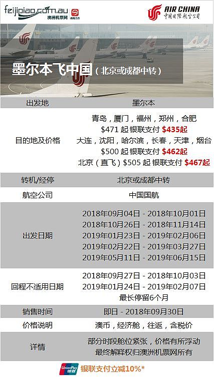 【特别提醒】9月15日澳洲直飞和转飞中国航班特价要停止销售了！ - 24