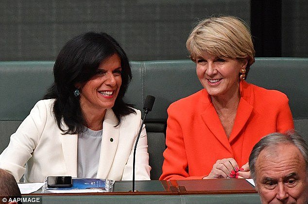 Liberal MP Julia Banks (left) who sits next to Julie Bishop on the back bench, told Parliament there was a 'culture of bullying' in the Liberal Party