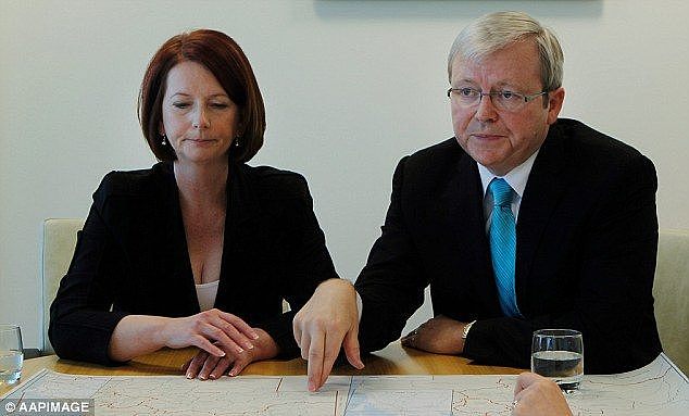 The bitter rivalry between Julia Gillard (left) and Kevin Rudd (right in August 2010 two months after she knifed him) wasn't confined to the Labor PartyÂ 