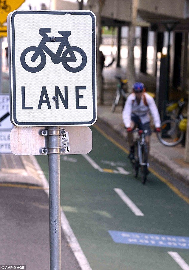 A bike lane in Brisbane's CBD - riders often feel safer when they don't have to share a lane