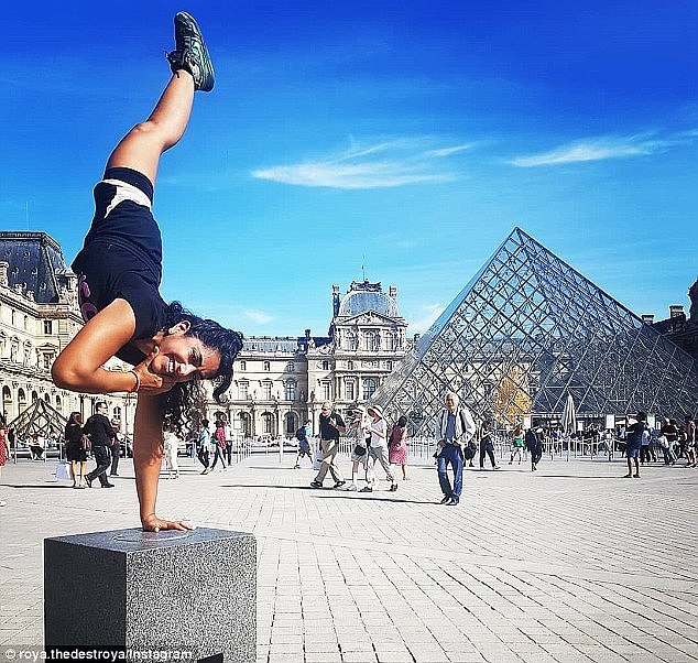 One-legged Australian performer Roya Hosini (pictured) was denied entry to the Eiffel Tower and the catacombs due to safety concerns