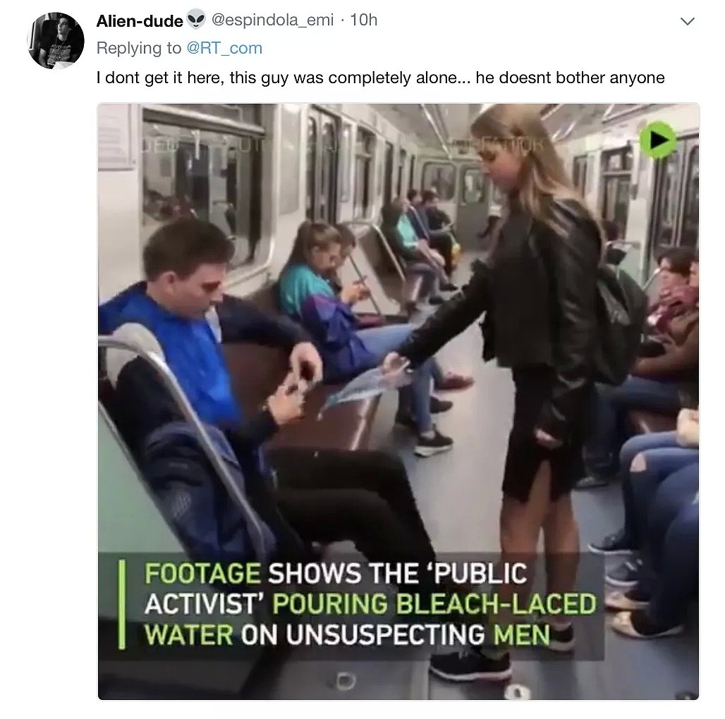 对于在地铁上岔开腿坐的男人，妹纸一言不发先泼水，战斗民族就是凶悍啊（组图） - 20