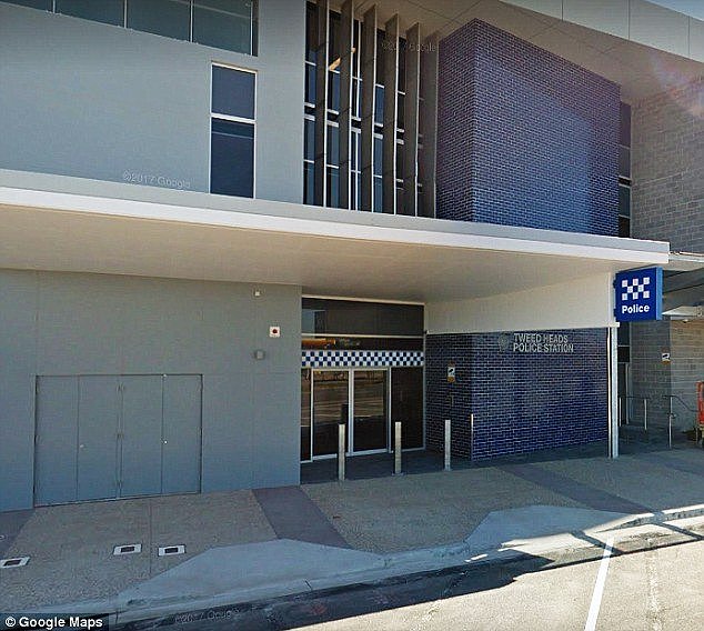 The man was arrested after the struggle and received treatment at hospital for minor injuries before he was taken to Tweed Heads Police Station (pictured)