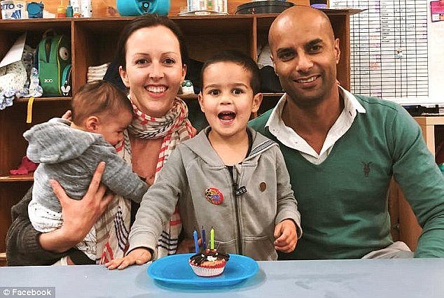 Lindsay and Pretesh Kushal (pictured together) had to act quickly once they realised their baby was coming and an ambulance wouldn't make it in time