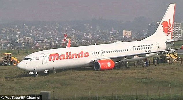 Back in April, a Malindo Air flight carrying 139 people skidded off the runway and into mud at Kathmandu, Nepal (pictured)Â 