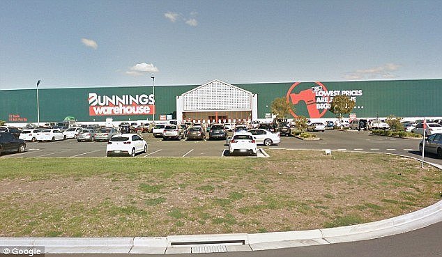 No Bunnings Warehouse (pictured) staff or shoppers were caught up in the arrest