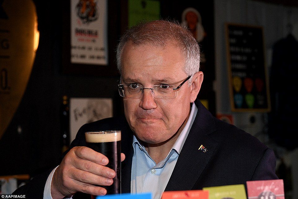It's always 5 o'clock somewhere, and Scott Morrison has been pictured taking a sip on an early morning schooner as he toured a brewery