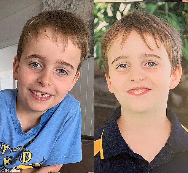 Mother-of-three Kelly James has revealed the extent her son's school pictures (above, right) were edited toÂ 