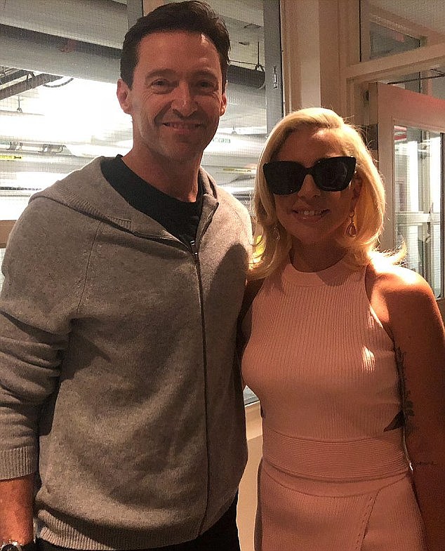 Edge of Glory!Â Actor Hugh was starstruck while meeting with global superstar Lady Gaga (pictured) at the Toronto Film Festival in September