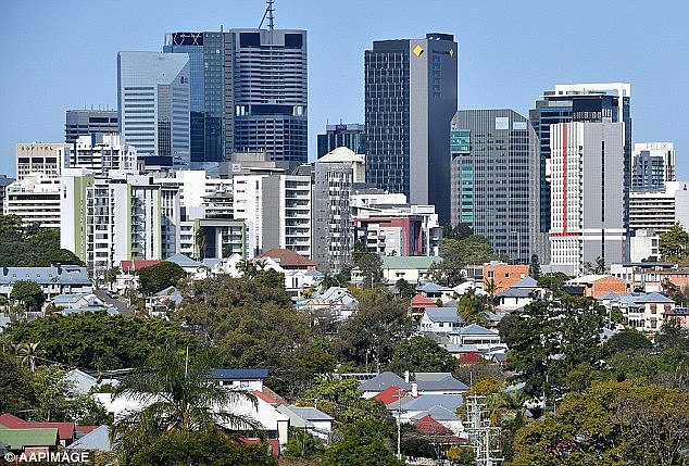 Official figures also showed home lending for owner-occupiers plunged by 10.2 per cent in the year to August, the biggest annual drop since November 2010 (central Brisbane pictured)