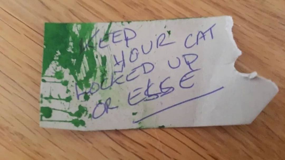 气愤！墨尔本有人虐猫！猫出门后被绑还写了威胁纸条！（组图） - 5