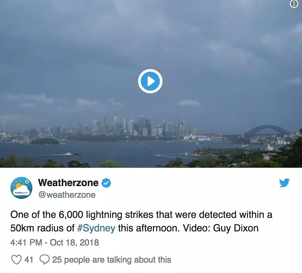 悉尼人注意！雷暴席卷全城，已有人被雷劈死！飓风、暴雨、冰雹，这个周末注意安全！（视频/组图） - 13