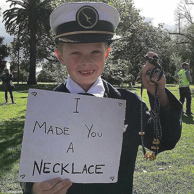 But it was the gift of a pasta necklace from six-year-old Gavin Hazelwood in Melbourne that won the hearts of royal watchers - and mother-to-be Meghan Markle