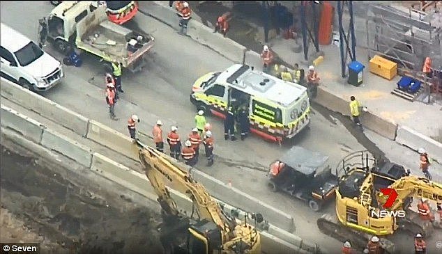 A worker has been crushed by a one-tonne saw blade after it fell on his leg at the site of the NorthConnex tunnel in Sydney's west