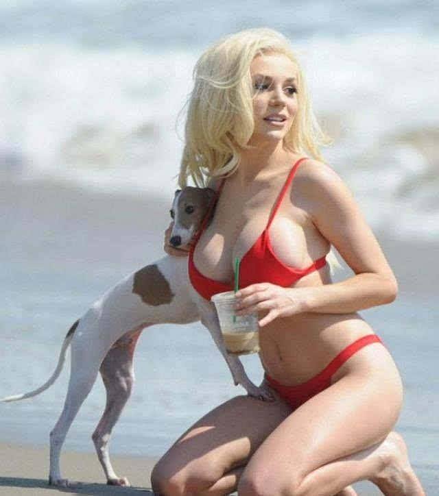 外国女明星穿着十分性感，与爱犬在海滩独自散步，网友都喊羡慕（组图） - 1