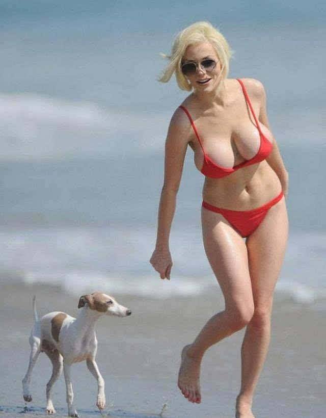 外国女明星穿着十分性感，与爱犬在海滩独自散步，网友都喊羡慕（组图） - 3