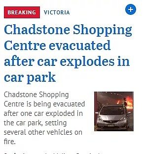 突发！Chadstone购物中心停车场爆炸起火！