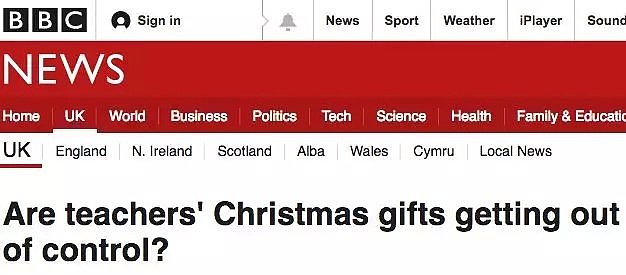 英国老师们圣诞收礼已失控？英国人吵上了BBC！（组图） - 1