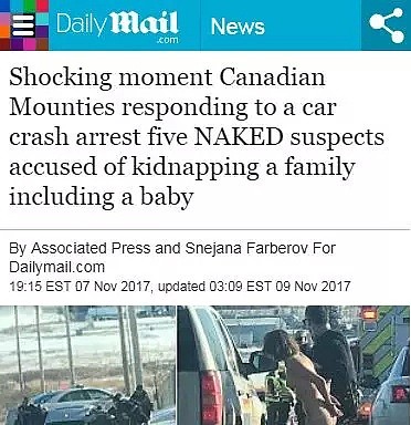 疯狂！加拿大女子裸体绑架邻居，高速路狂奔冲向大货车！（组图） - 2