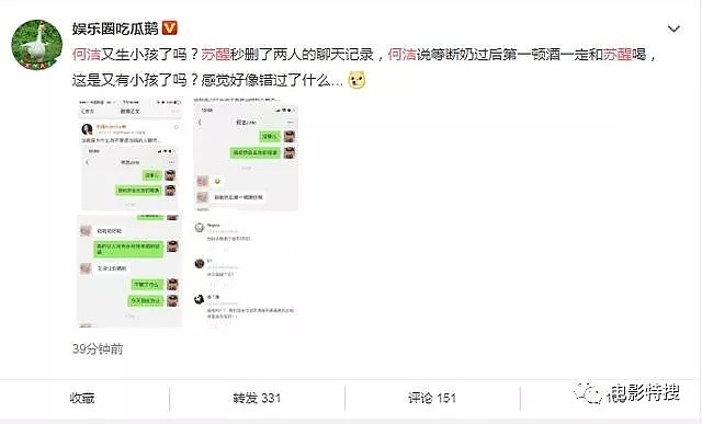 何洁秘密生下第三胎？苏醒晒出大尺度聊天记录后秒删（组图） - 9