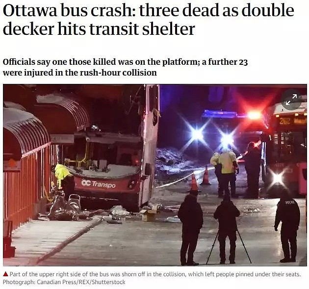 突发！3死23伤，加拿大双层巴士撞入车站，头被削掉！现场异常惨烈...（组图） - 1