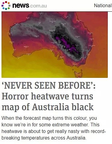 澳洲创下世界纪录！一举承包全球最热15！个！地！点！气象图热到发黑，马路热到融化，自来水热到变色…（组图） - 1