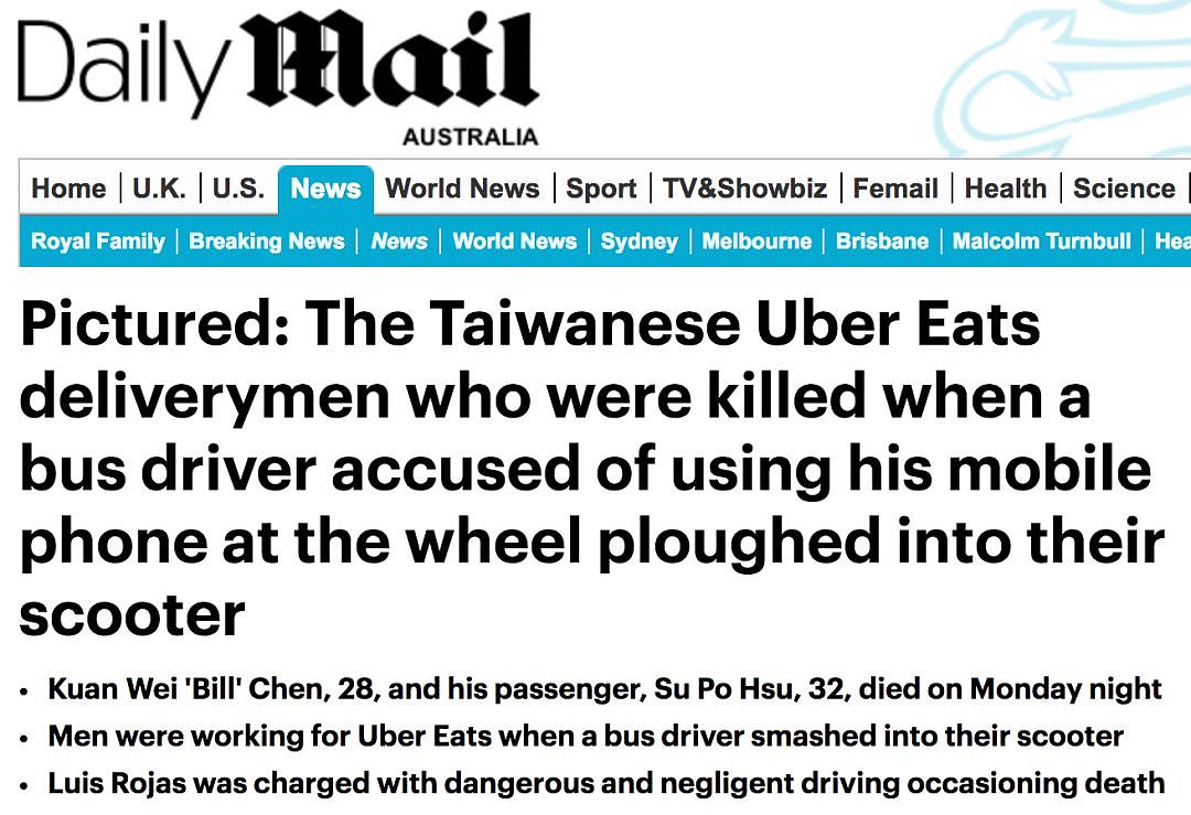 悲恸！俩死者证实为华人送餐员！悉尼公交司机开车玩手机酿惨剧，好友崩溃：不敢相信！（图） - 19