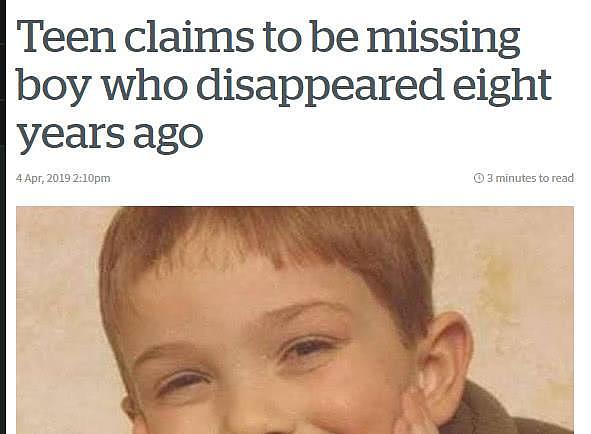 离奇诡案！美国一少年称自己是八年前遭绑架失踪男童
