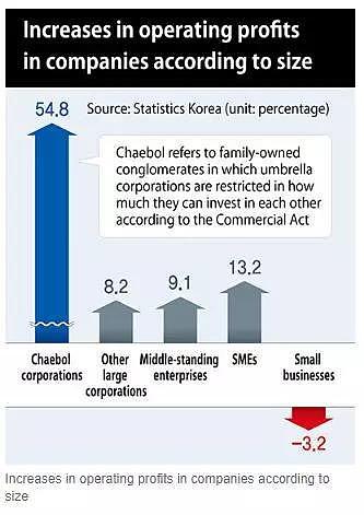 （财阀企业盈利增速远超其他类型企业 图片来源：HANKYOREH ）