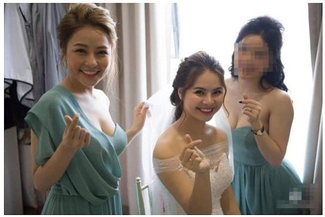 绰号「辣妹药剂师」的越南女子杜陈映(左)的闺蜜结婚时，她担任伴娘。 图撷自JdailyHK