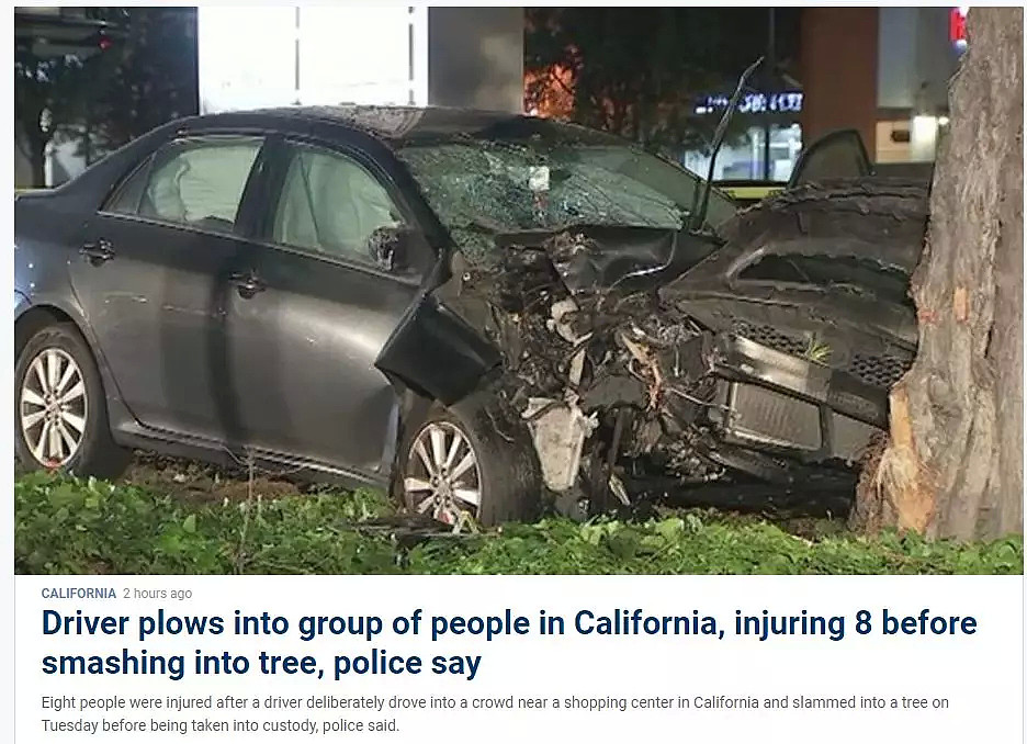 恶意随机作案！男子开车冲入人群伤8人后撞树！FBI出动，居民恐慌…（组图） - 1