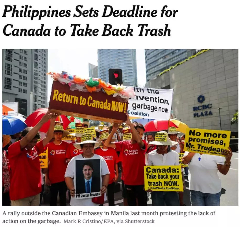 菲律宾拒收洋垃圾 限加拿大一周自掏运费运回本国（组图） - 2