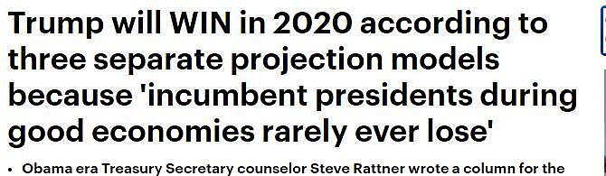 未来总统还是特朗普？专家：据模拟数据，2020年特朗普将轻松连任