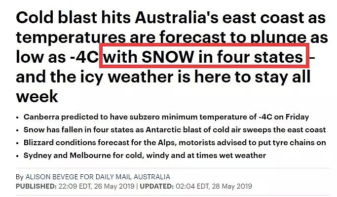 今早的布村真冷啊！刷新13年来五月最冷清晨记录，未来几天还将继续...纵观全澳，东部多地暴雪覆盖，冬天真的来了 - 28