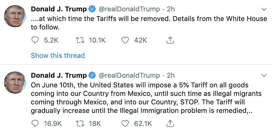 特朗普突然宣布对所有墨西哥输美商品加征关税（图） - 1