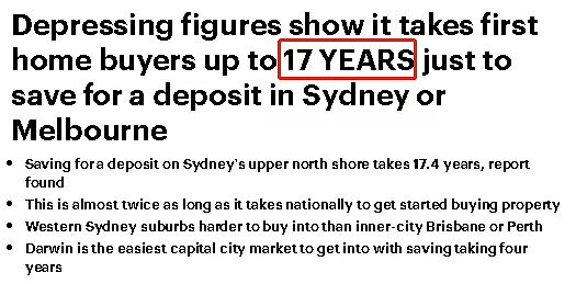 扎心！数据显示存款17年才付得起墨尔本首付，悉尼一样惨（组图） - 1