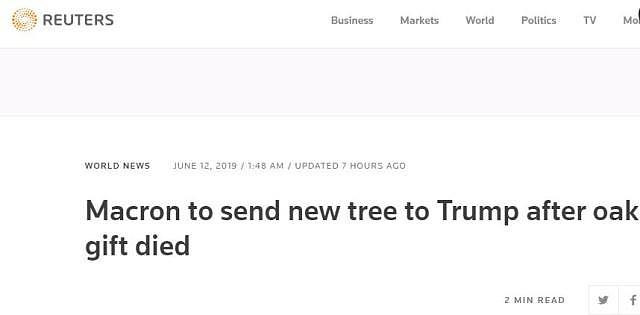 送特朗普的“友谊之树”死了！马克龙：再送一棵（组图） - 1